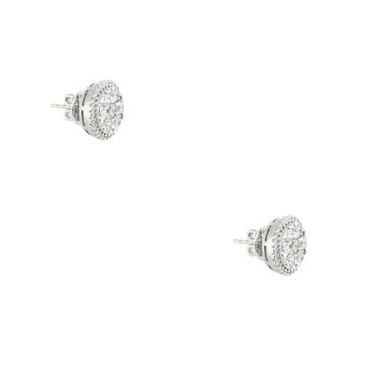 14k White Gold 2.33ctw Round Brilliant Diamond Cluster Stud Earrings