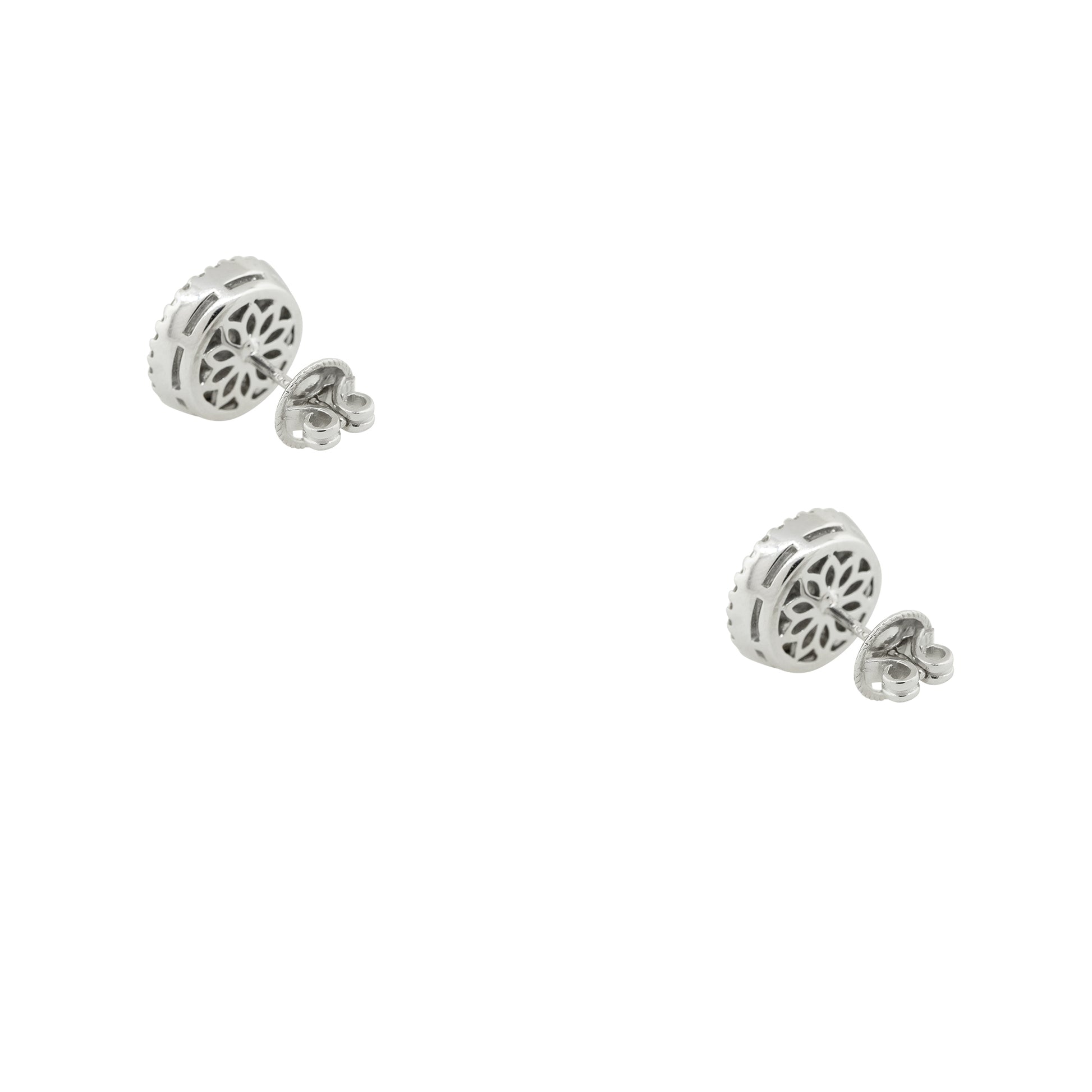 14k White Gold 2.33ctw Round Brilliant Diamond Cluster Stud Earrings