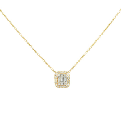 14k Yellow Gold 0.22ctw Round Brilliant and Baguette Cut Diamond Necklace