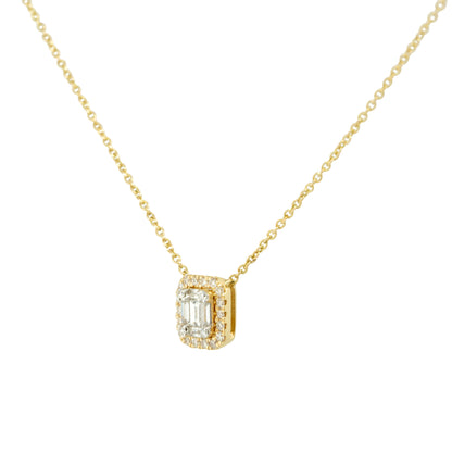 14k Yellow Gold 0.22ctw Round Brilliant and Baguette Cut Diamond Necklace