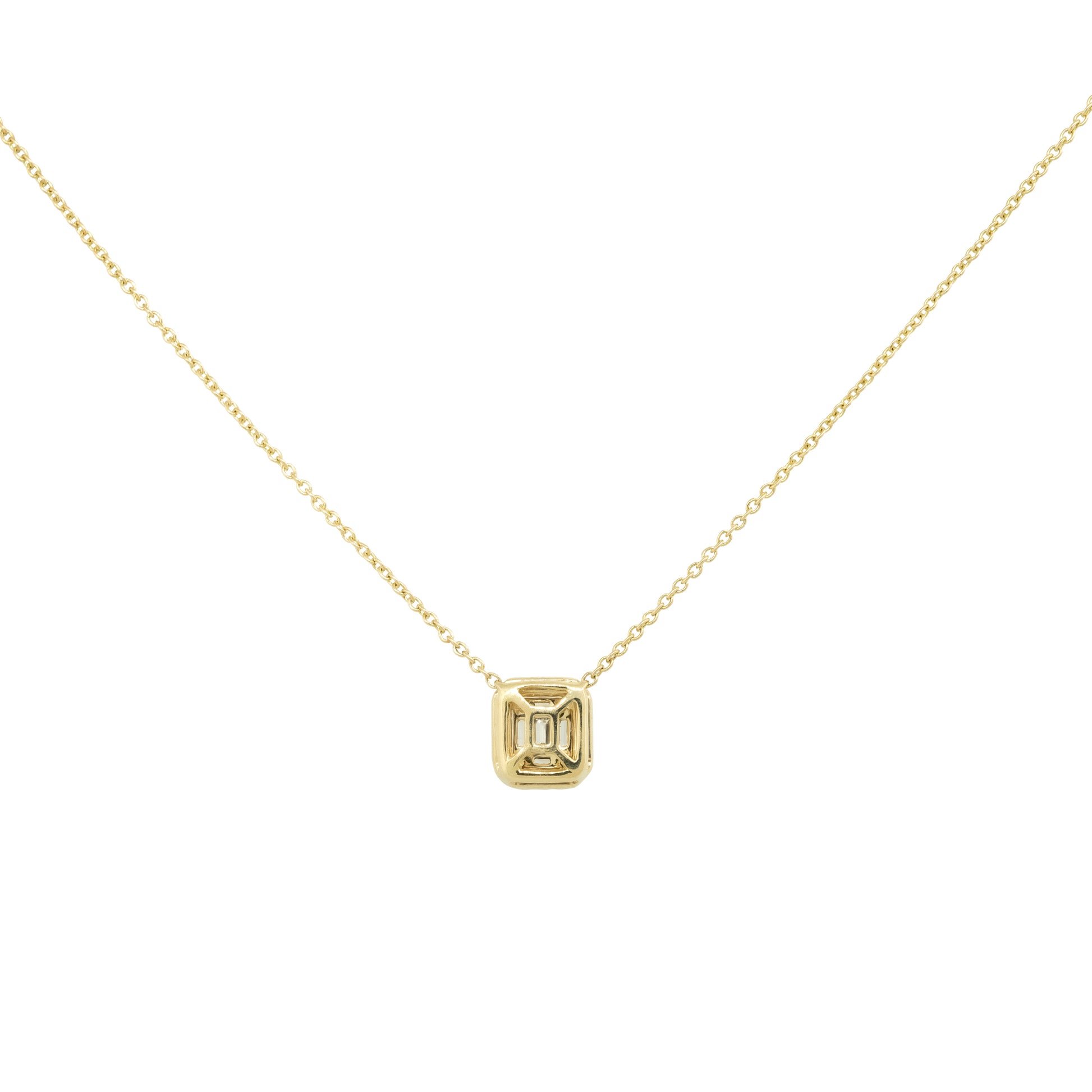 14k Yellow Gold 0.22ctw Round Brilliant and Baguette Cut Diamond Necklace