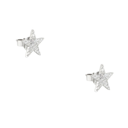 18k White Gold 0.76ctw Pave Diamond Star Stud Earrings