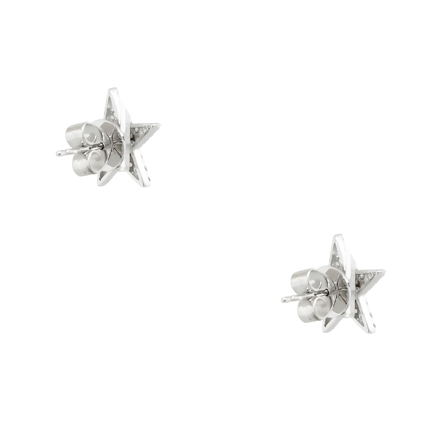 18k White Gold 0.76ctw Pave Diamond Star Stud Earrings