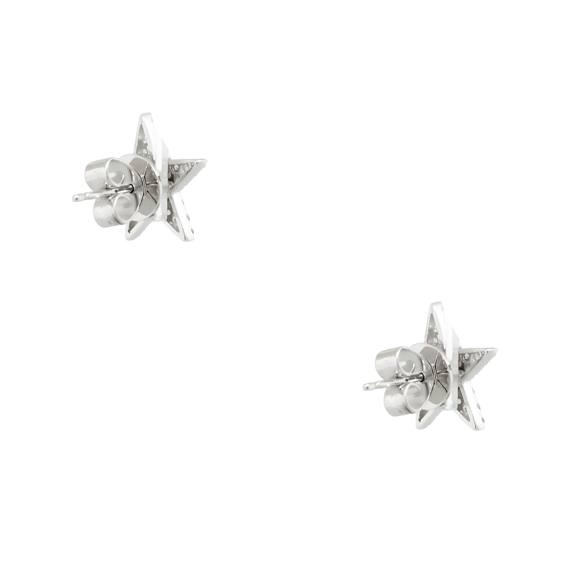 18k White Gold 0.76ctw Pave Diamond Star Stud Earrings