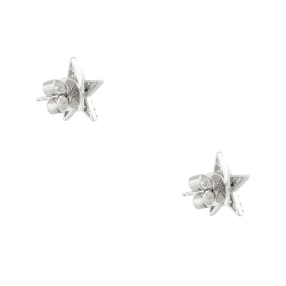18k White Gold 0.76ctw Pave Diamond Star Stud Earrings