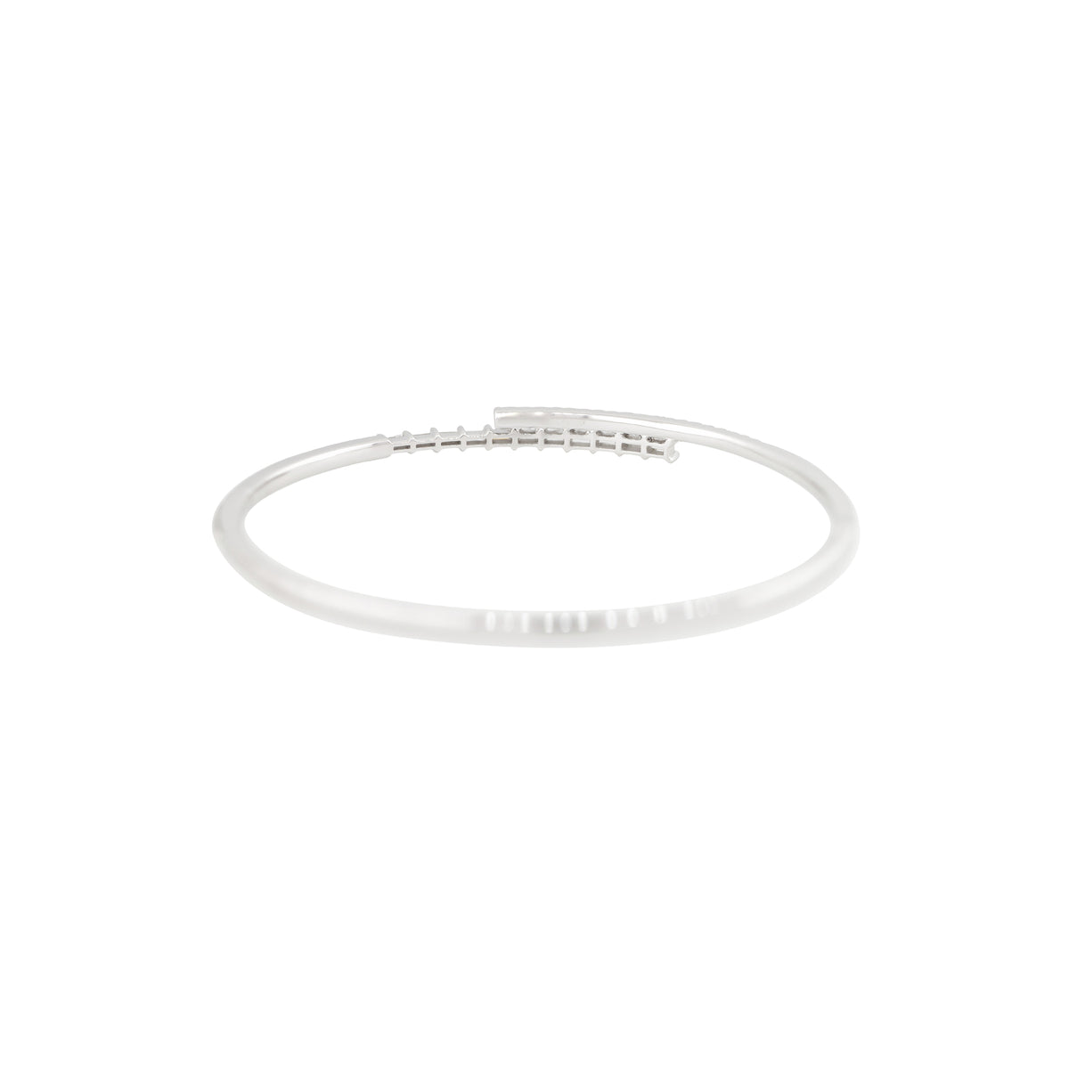 18k White Gold 0.70ctw Round and Baguette Cut Diamond Cuff Bangle