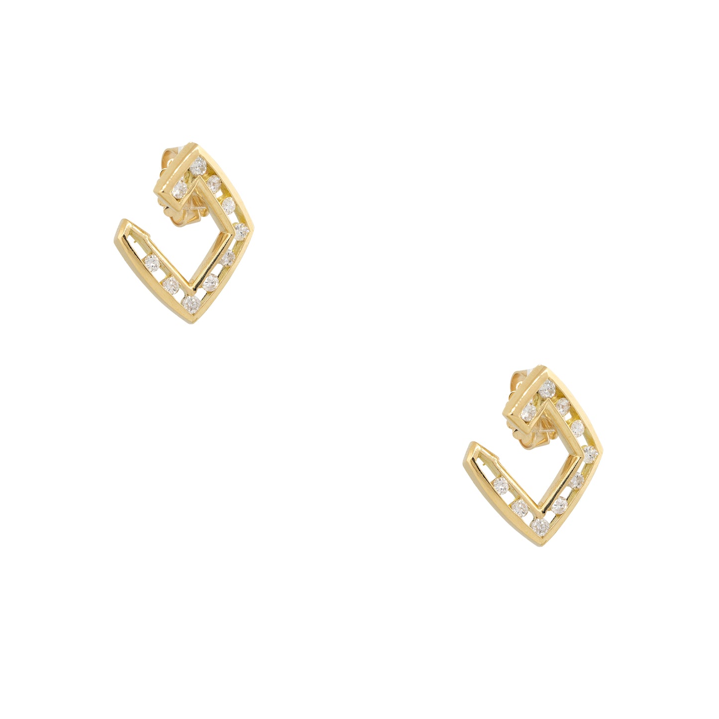 18k Yellow Gold 0.70ct Round Brilliant cut Floating Diamond Earrings
