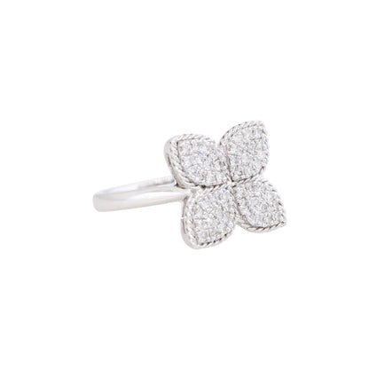 14k White Gold 0.39ctw Pave Diamond Clover Ring