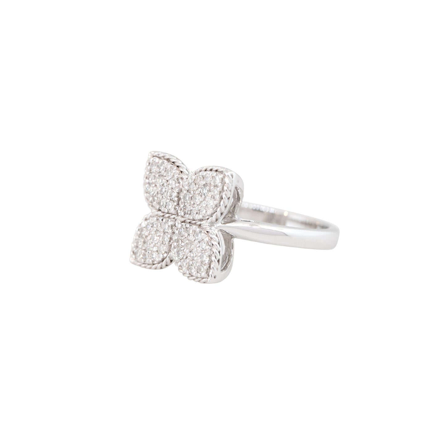 14k White Gold 0.39ctw Pave Diamond Clover Ring