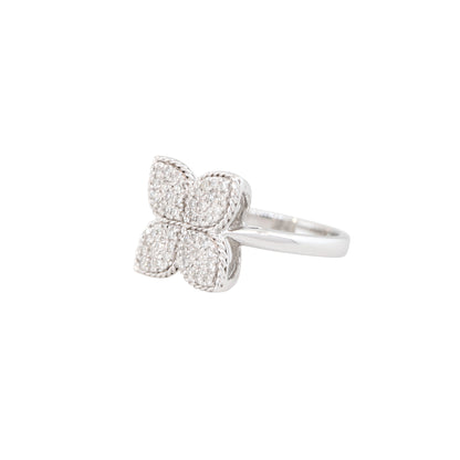 14k White Gold 0.39ctw Pave Diamond Clover Ring