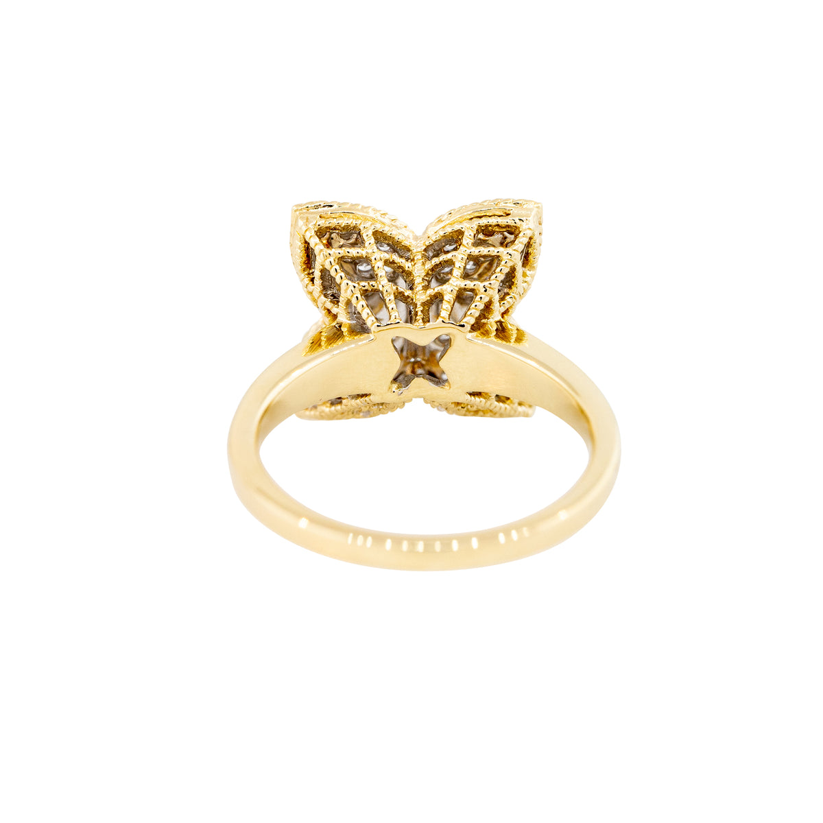 14k Yellow Gold 0.40ctw Pave Diamond Clover Ring