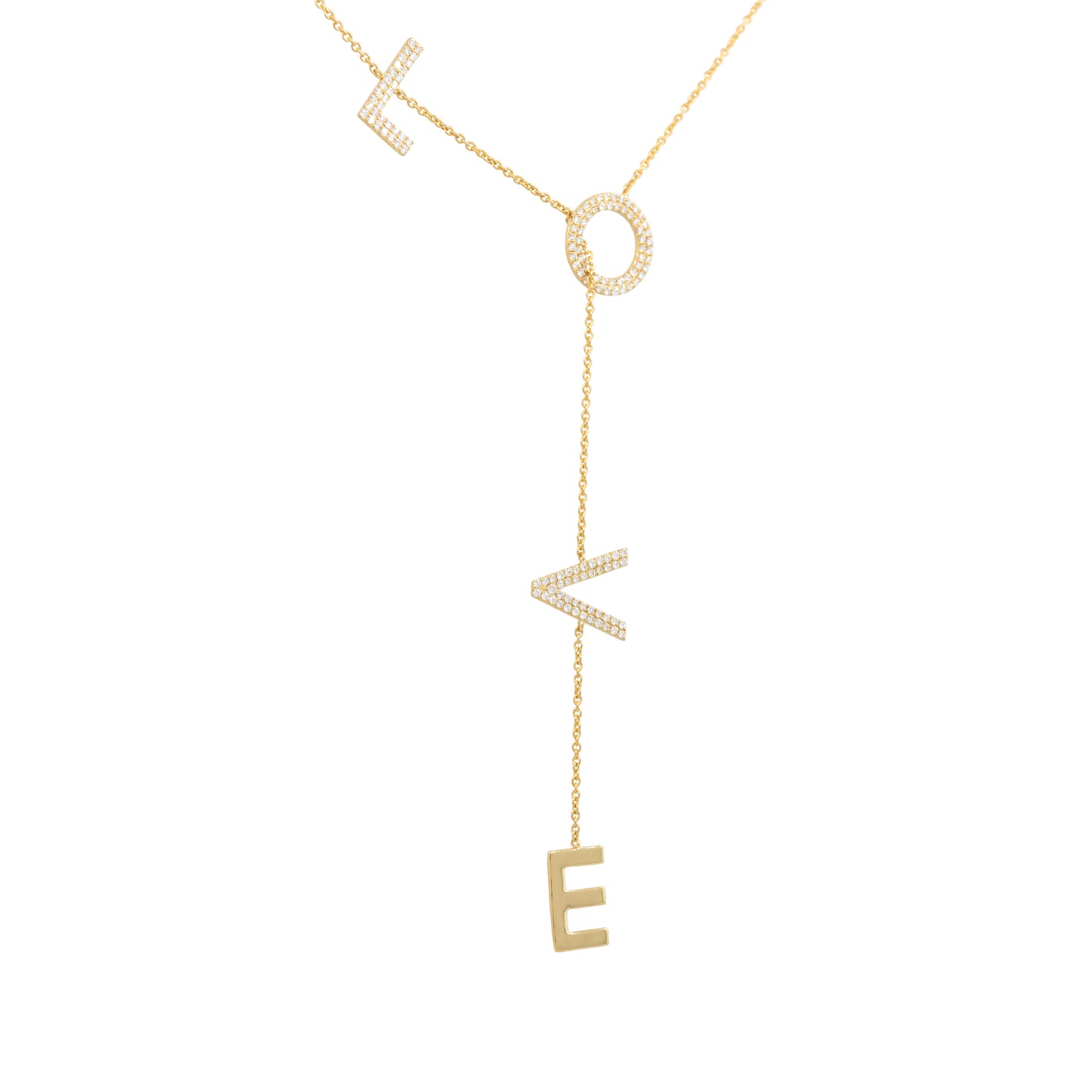 18k Yellow Gold 0.51ctw Diamond LOVE Dangle Drop Necklace