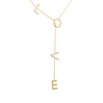 18k Yellow Gold 0.51ctw Diamond LOVE Dangle Drop Necklace