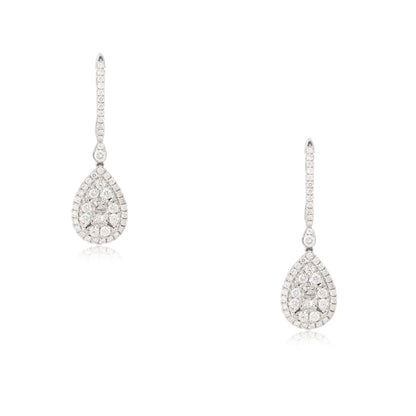 18k White Gold 1.56ctw Diamond Mosaic Tear Drop Earrings