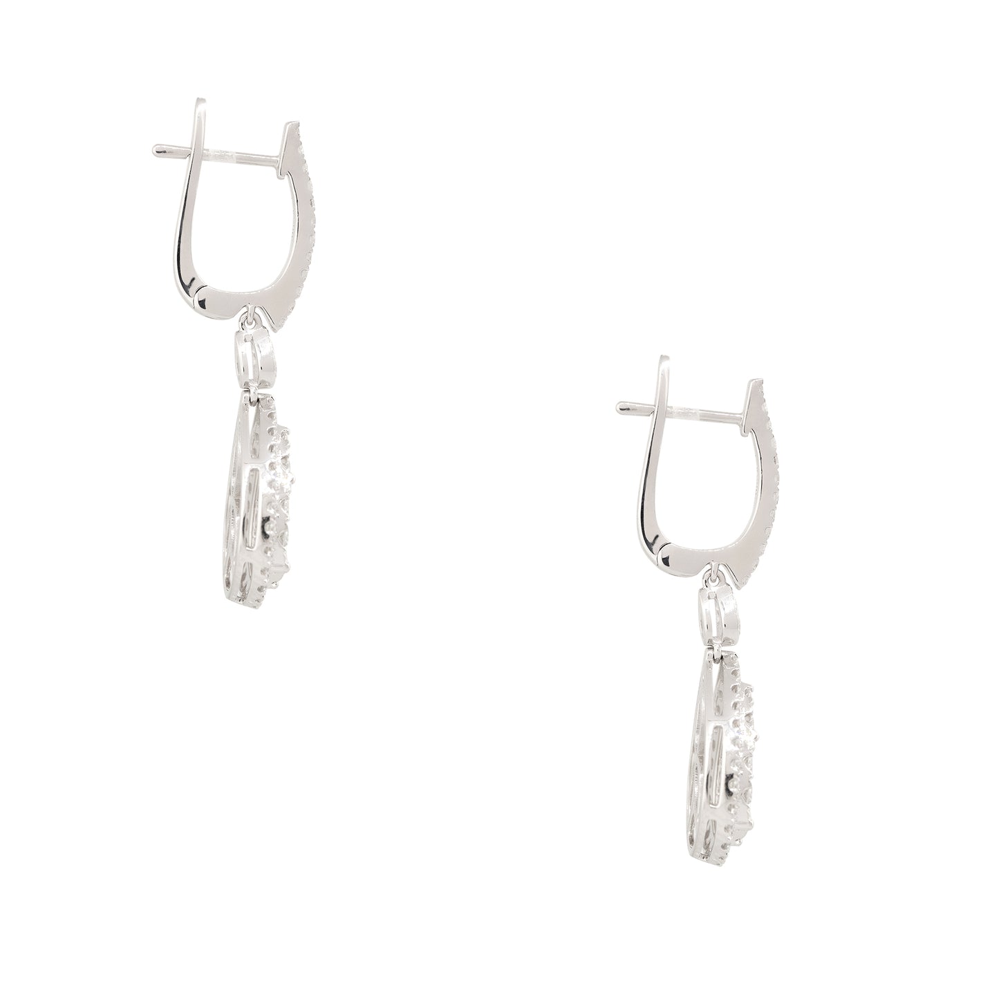 18k White Gold 1.56ctw Diamond Mosaic Tear Drop Earrings