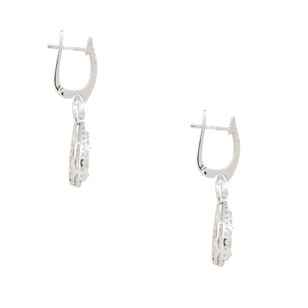 18k White Gold 1.56ctw Diamond Mosaic Tear Drop Earrings