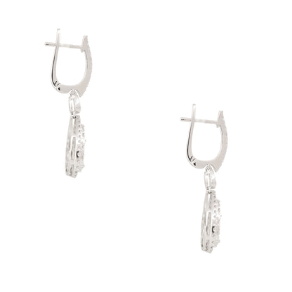 18k White Gold 1.56ctw Diamond Mosaic Tear Drop Earrings