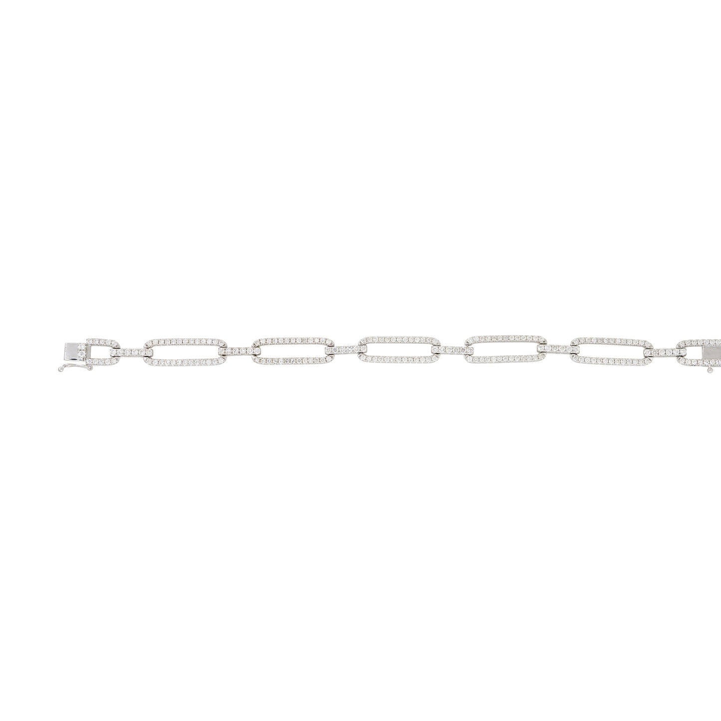 18k White Gold 3.25ctw Pave Diamond Elongated Link Bracelet