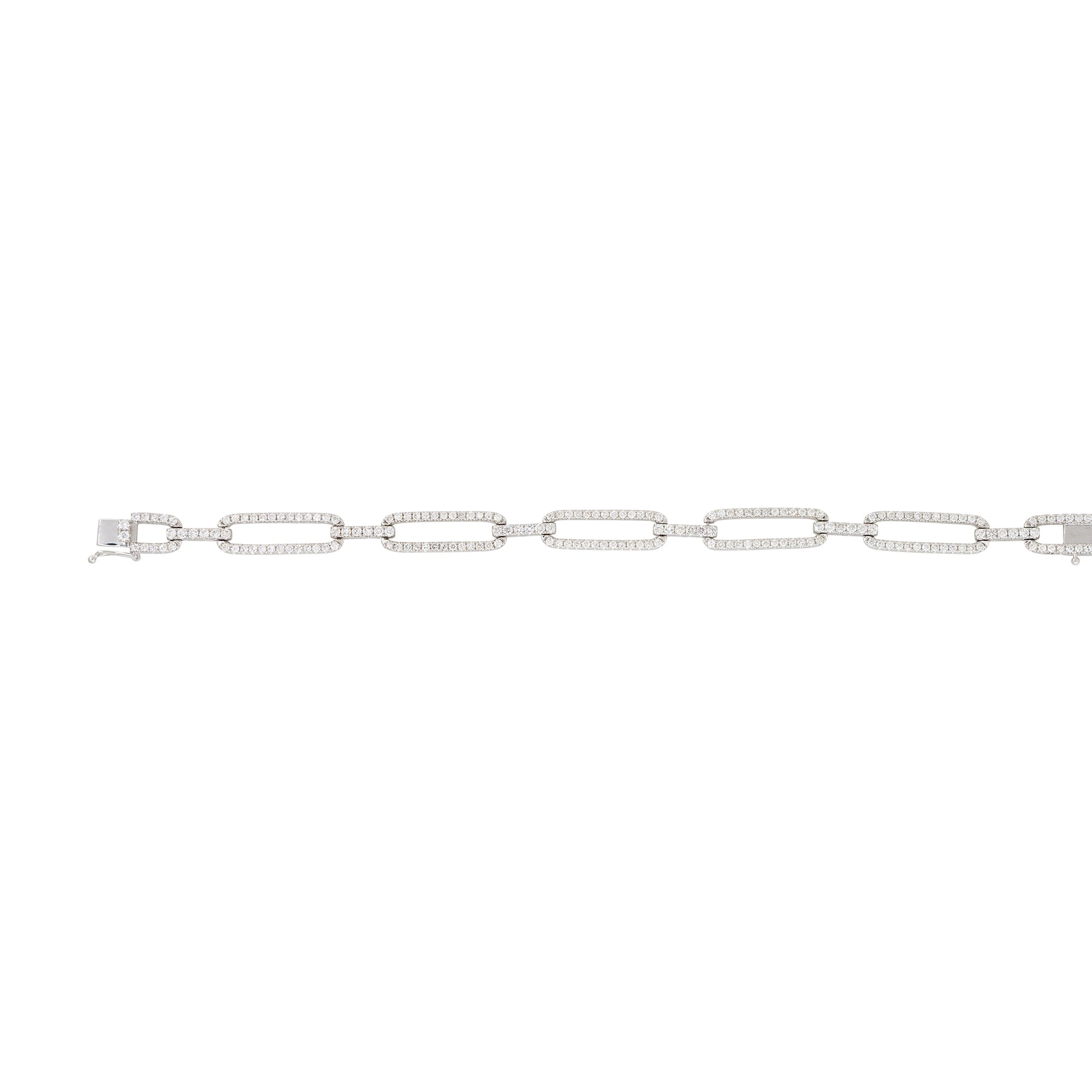 18k White Gold 3.25ctw Pave Diamond Elongated Link Bracelet