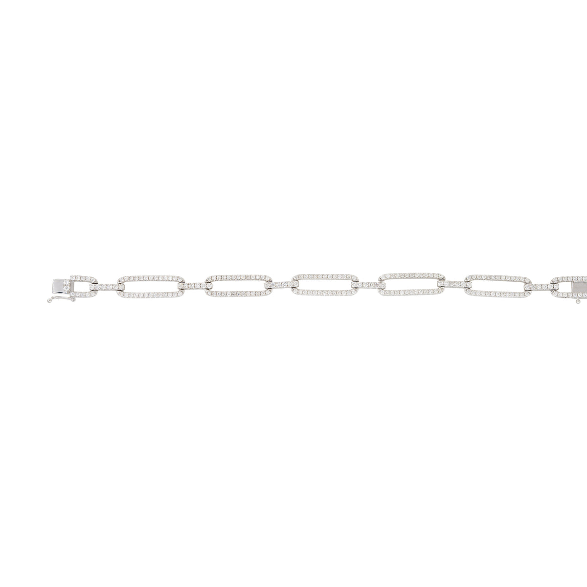18k White Gold 3.25ctw Pave Diamond Elongated Link Bracelet