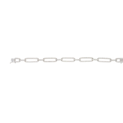 18k White Gold 3.25ctw Pave Diamond Elongated Link Bracelet