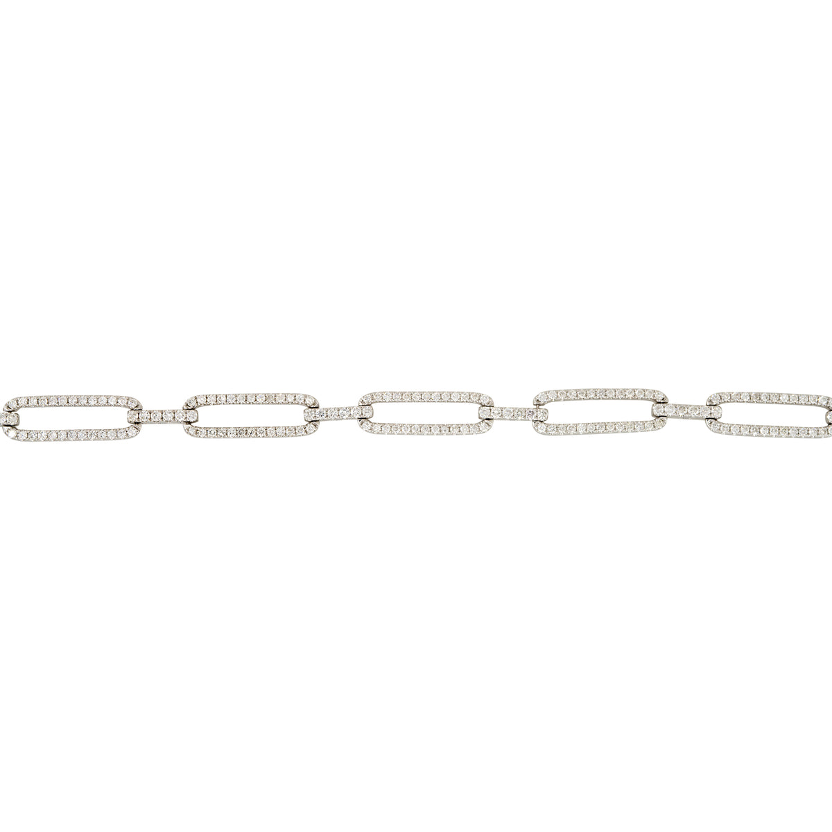 18k White Gold 3.25ctw Pave Diamond Elongated Link Bracelet