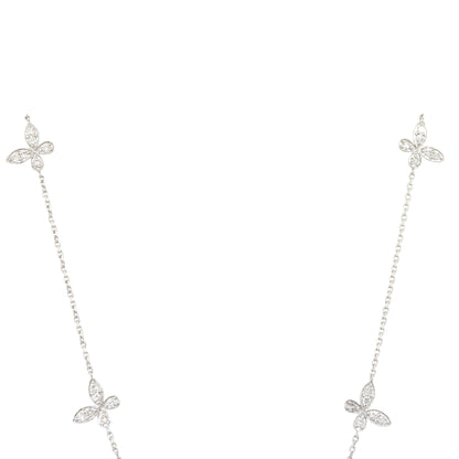18k White Gold 0.86ctw Diamond Butterfly Necklace with 4 Butterfly Stations