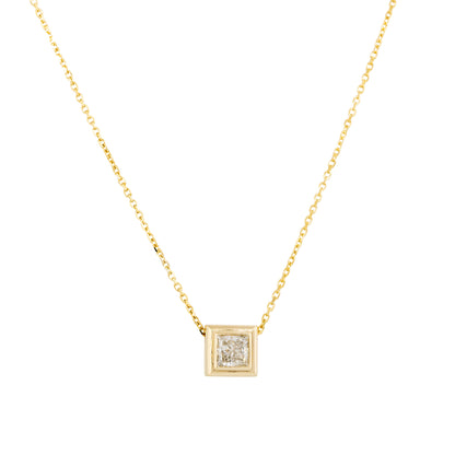 14k Yellow Gold 0.99ctw Princess Cut Floating Diamond Necklace