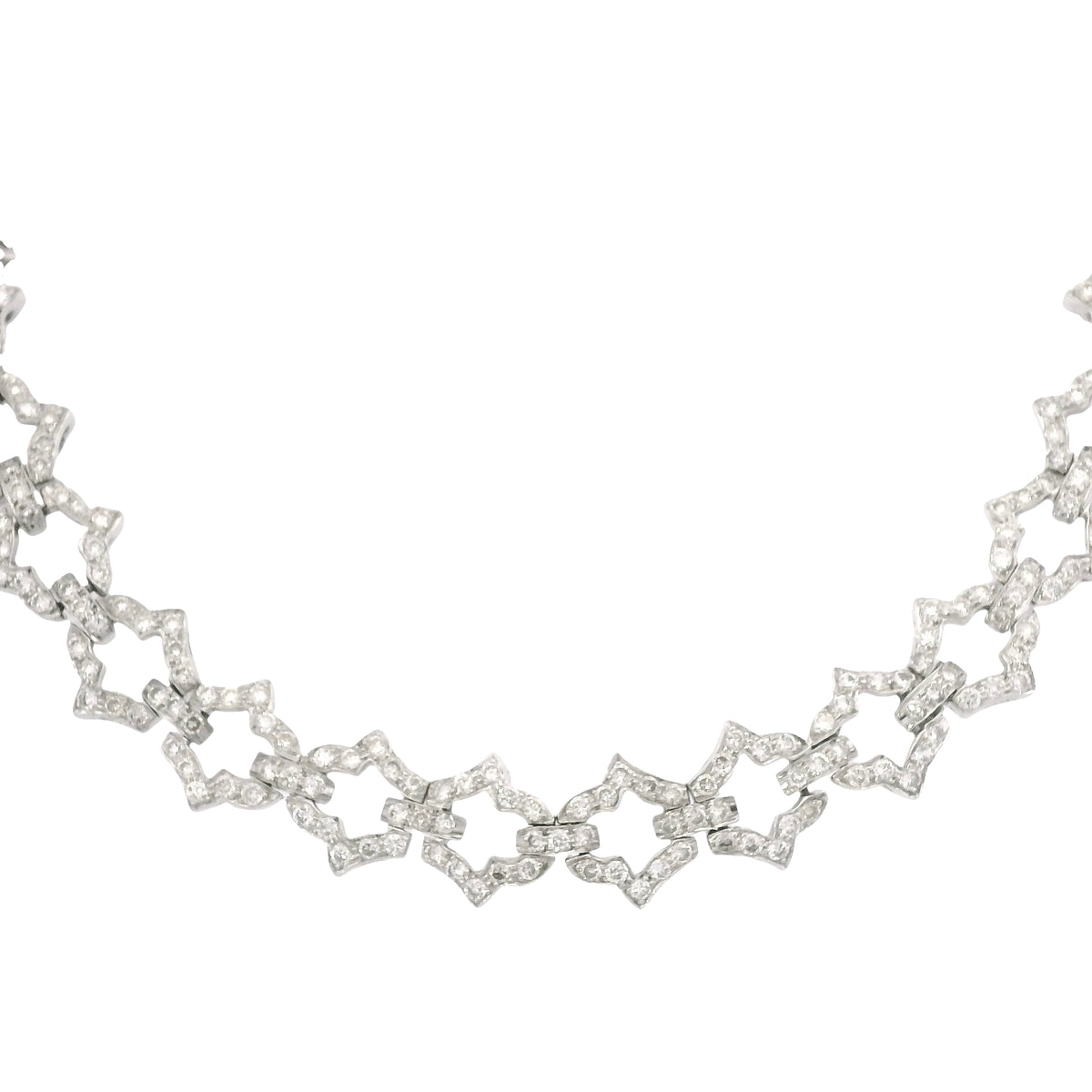 18k White Gold Natural 6.24 Carat Round Brilliant Cut Diamond Link Necklace
