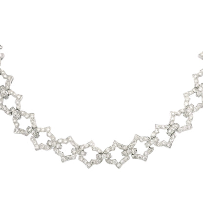18k White Gold Natural 6.24 Carat Round Brilliant Cut Diamond Link Necklace
