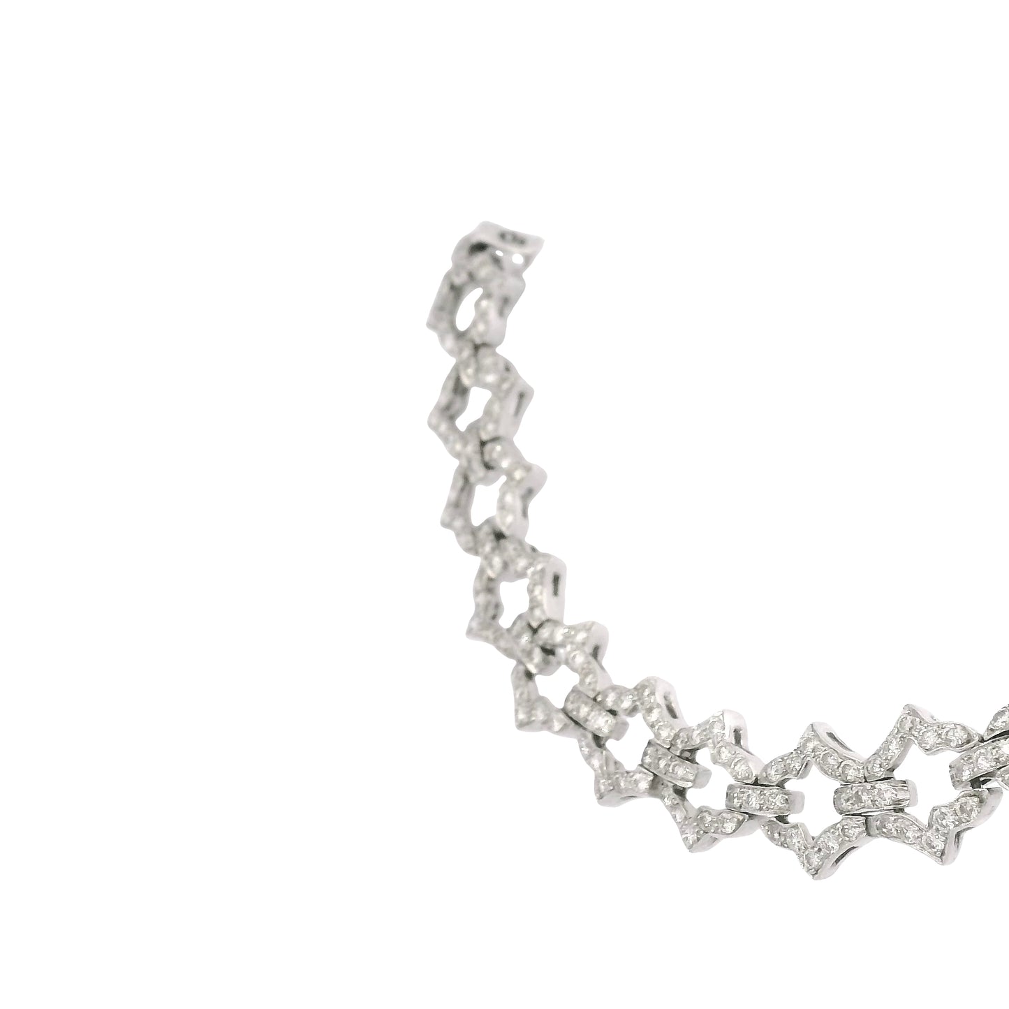 18k White Gold Natural 6.24 Carat Round Brilliant Cut Diamond Link Necklace