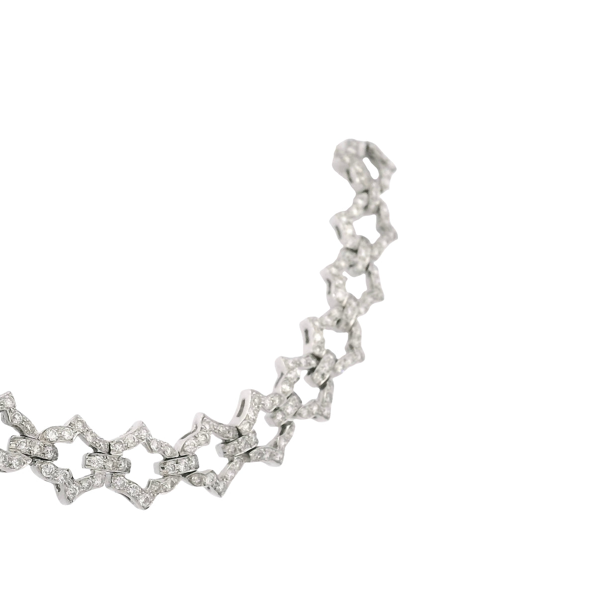 18k White Gold Natural 6.24 Carat Round Brilliant Cut Diamond Link Necklace