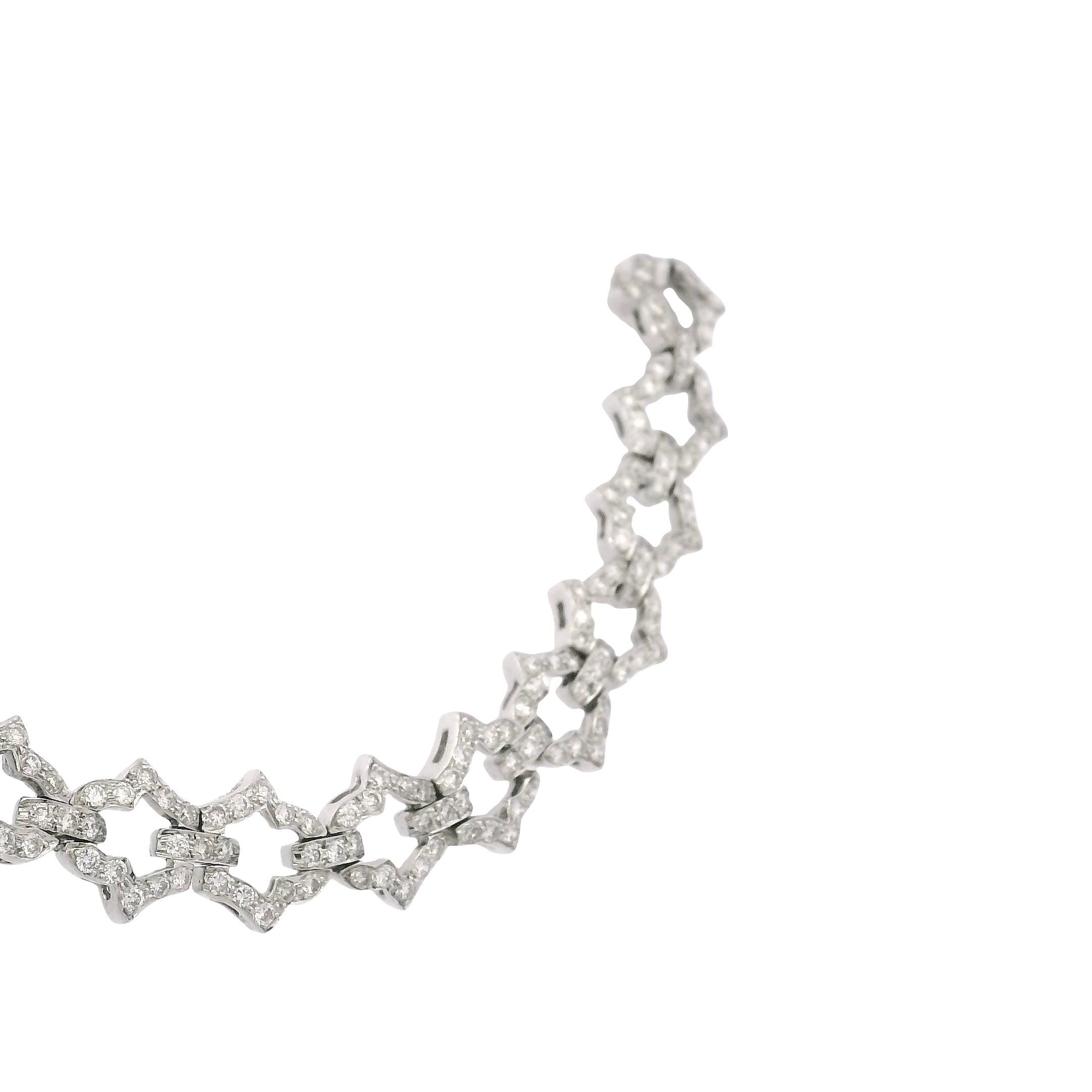18k White Gold Natural 6.24 Carat Round Brilliant Cut Diamond Link Necklace