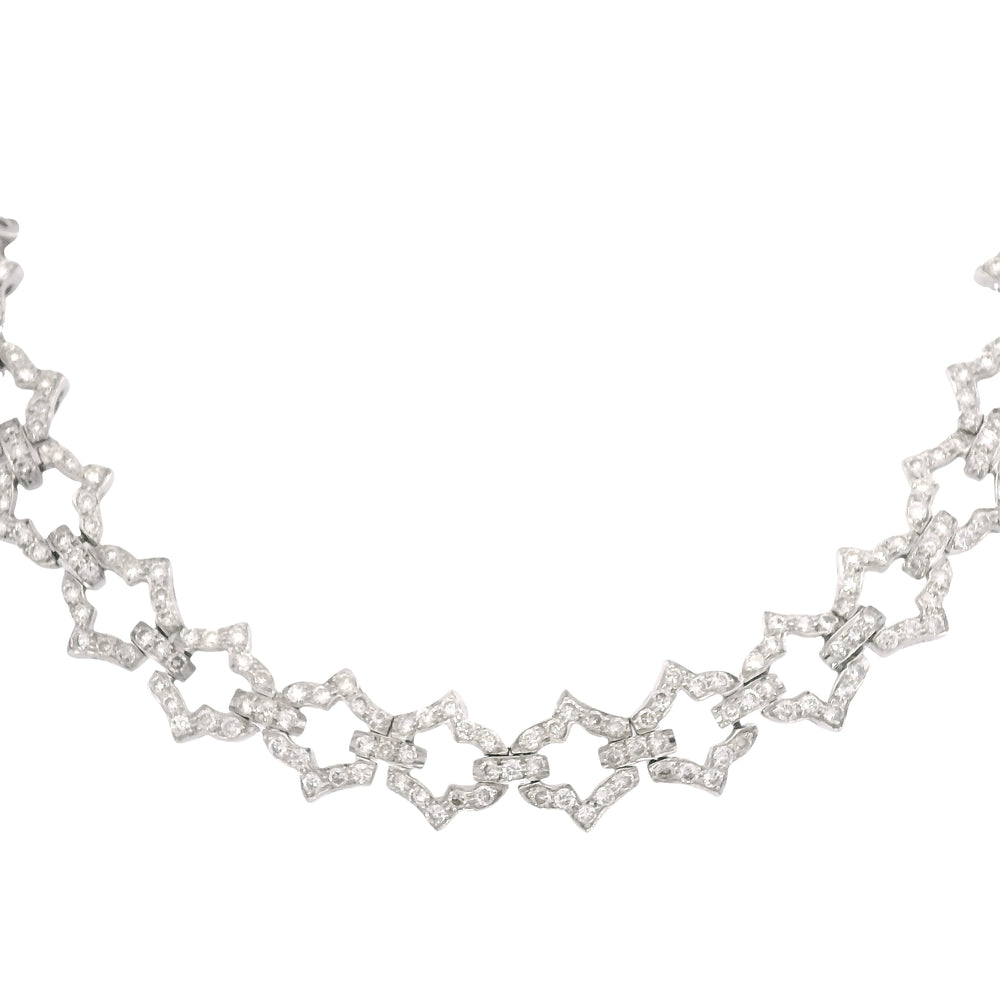 18k White Gold Natural 6.24 Carat Round Brilliant Cut Diamond Link Necklace — product photo 1