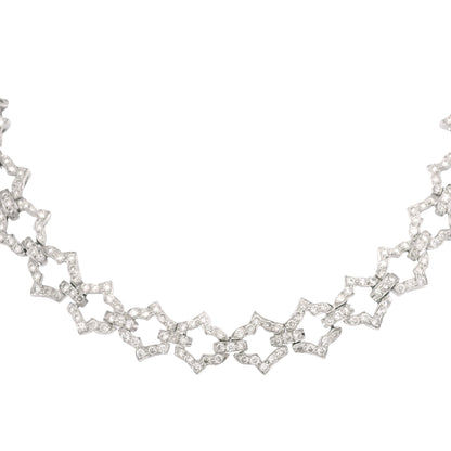 18k White Gold Natural 6.24 Carat Round Brilliant Cut Diamond Link Necklace