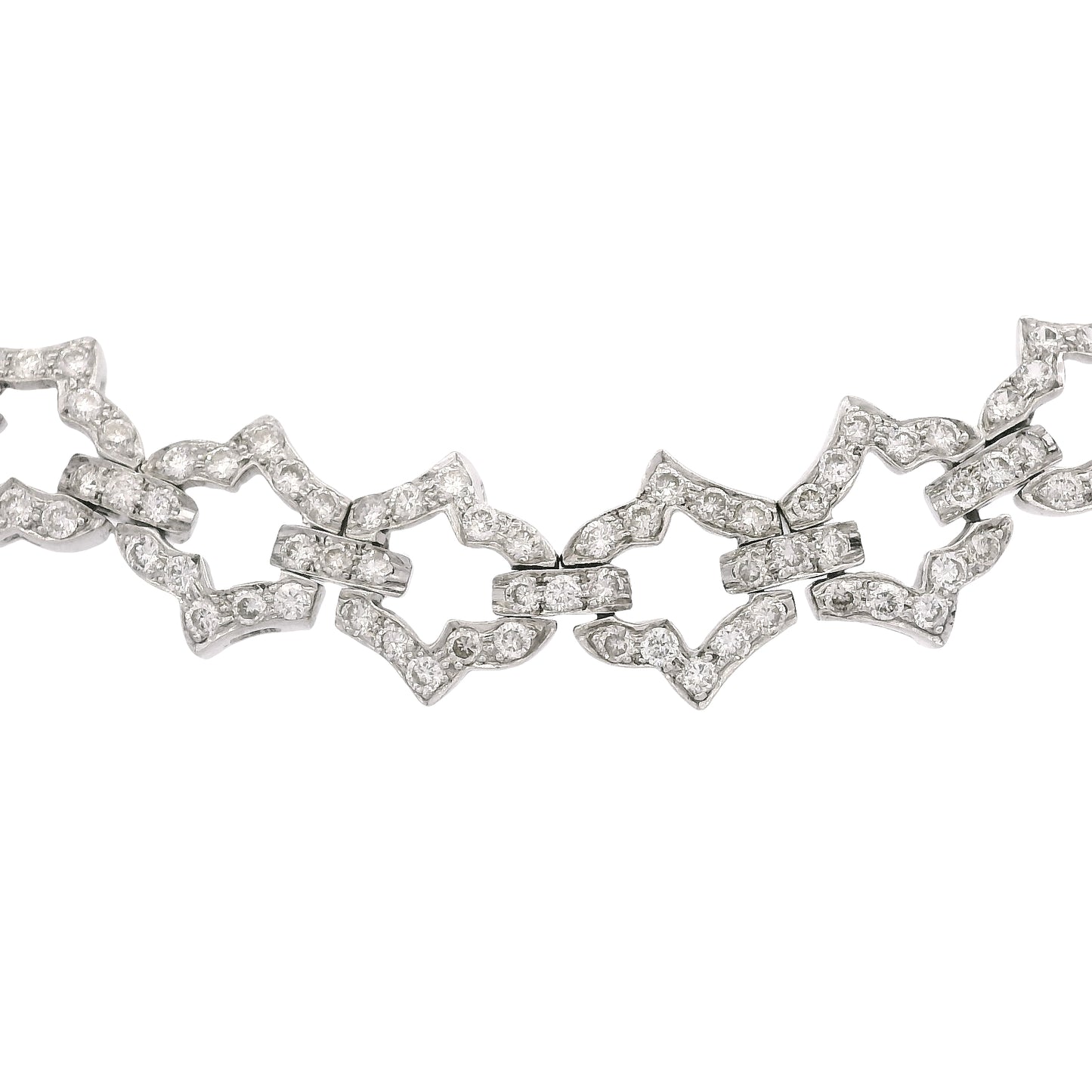 18k White Gold Natural 6.24 Carat Round Brilliant Cut Diamond Link Necklace