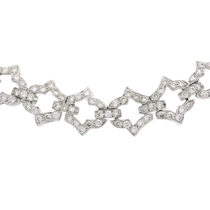 18k White Gold Natural 6.24 Carat Round Brilliant Cut Diamond Link Necklace