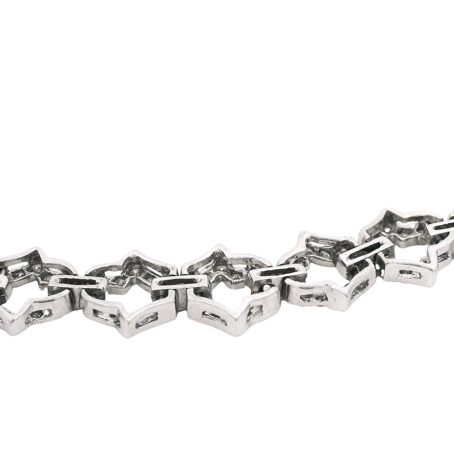 18k White Gold Natural 6.24 Carat Round Brilliant Cut Diamond Link Necklace