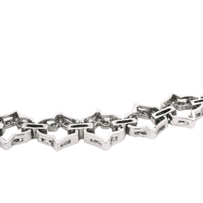18k White Gold Natural 6.24 Carat Round Brilliant Cut Diamond Link Necklace