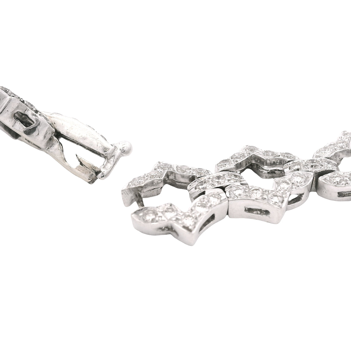 18k White Gold Natural 6.24 Carat Round Brilliant Cut Diamond Link Necklace
