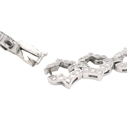 18k White Gold Natural 6.24 Carat Round Brilliant Cut Diamond Link Necklace