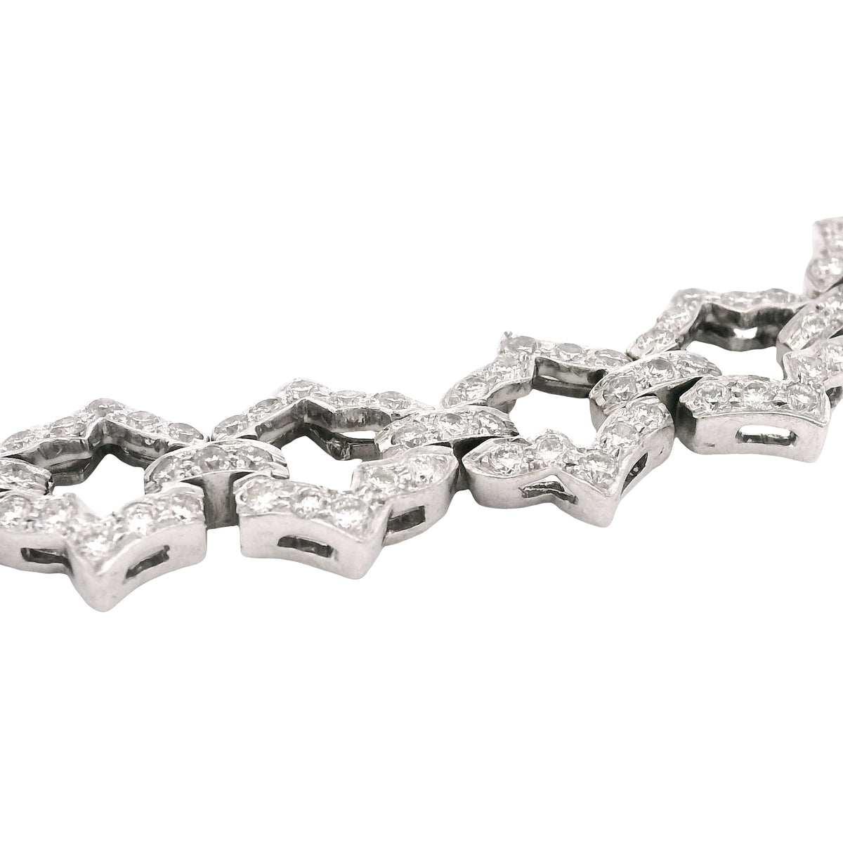 18k White Gold Natural 6.24 Carat Round Brilliant Cut Diamond Link Necklace