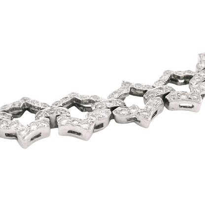 18k White Gold Natural 6.24 Carat Round Brilliant Cut Diamond Link Necklace