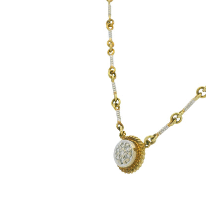 18k Two-Tone Gold 0.12ctw Diamond Pave Link-Style Pendant Necklace