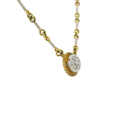 18k Two-Tone Gold 0.12ctw Diamond Pave Link-Style Pendant Necklace