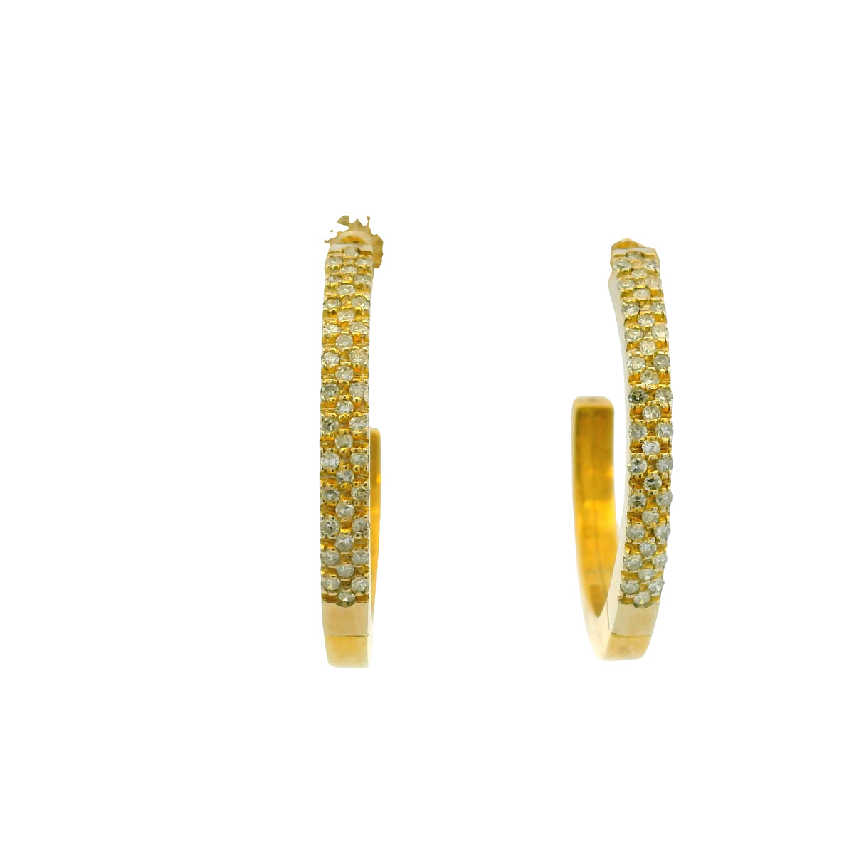 14k Yellow Gold 0.50ctw Round Brilliant Cut Diamond Hoop Earrings