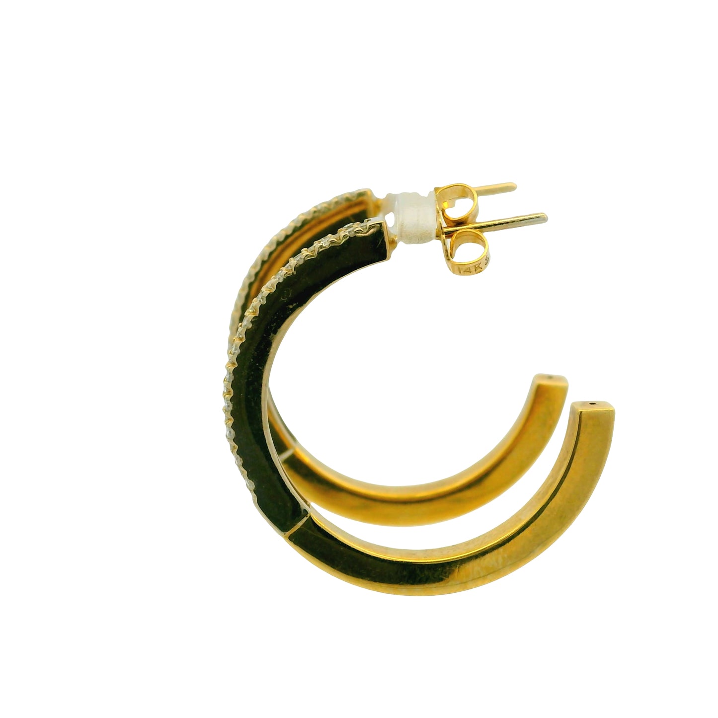 14k Yellow Gold 0.50ctw Round Brilliant Cut Diamond Hoop Earrings