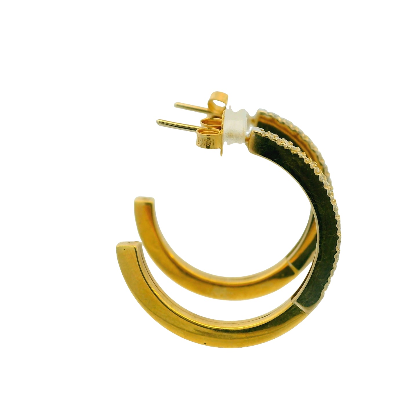 14k Yellow Gold 0.50ctw Round Brilliant Cut Diamond Hoop Earrings