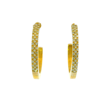 14k Yellow Gold 0.50ctw Round Brilliant Cut Diamond Hoop Earrings