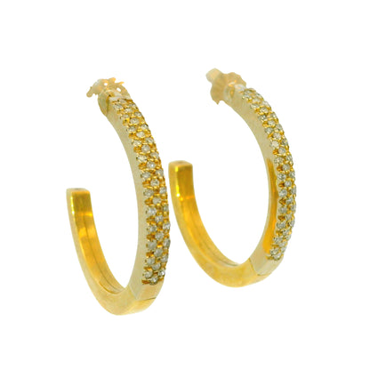 14k Yellow Gold 0.50ctw Round Brilliant Cut Diamond Hoop Earrings